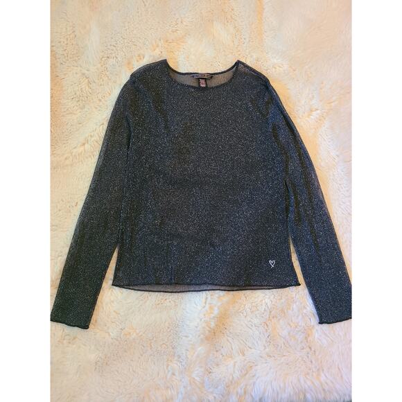 Victoria's Secret Black glitter sheer long sleeved shirt size xs - Picture 5 of 7